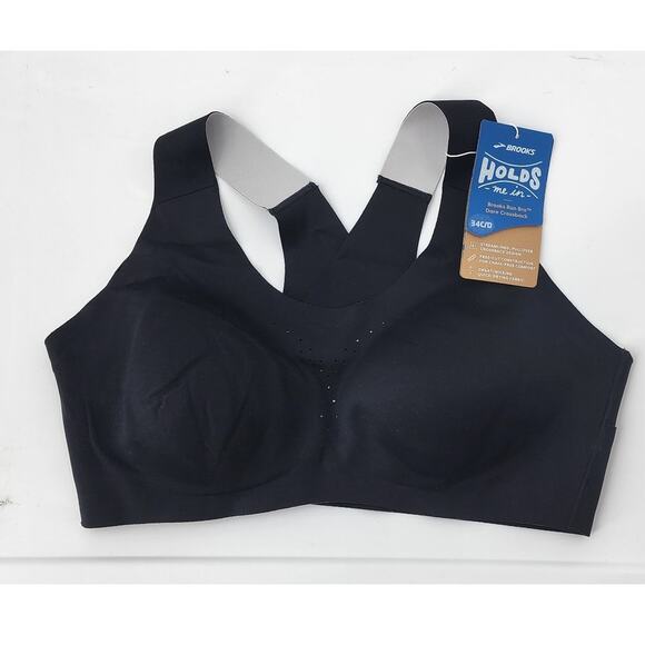 New NWT Brooks Run Dare Crossback 34 C/D Black Holds Me In - Picture 3 of 7